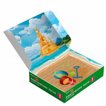 Песок для лепки кинетический, цвет песочный, 3000 г, коробка-песочница, формочки, ПИФАГОР