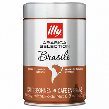 Кофе в зернах ILLY "Brasil" ИТАЛИЯ, 250 г, в жестяной банке, арабика 100%, ИТАЛИЯ