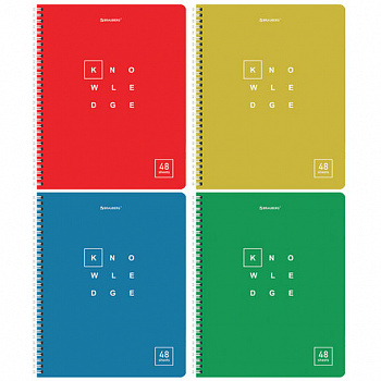 Тетрадь А5 48 л. BRAUBERG, гребень, клетка, обложка картон, "Knowledge" (микс в спайке)