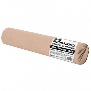 Бумага для творчества и упаковки, газетная, рулон 700 мм х 100 м, 45 г/м2, BRAUBERG