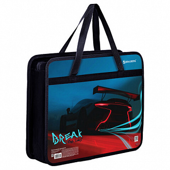 Папка на молнии с ручками BRAUBERG А4, 1 отделение, пластик, 80 мм, "Speed"