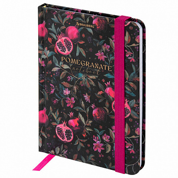 Блокнот с резинкой в клетку 96 л., МАЛЫЙ ФОРМАТ А6, 109х148 мм, твердая обложка, BRAUBERG, "Гранаты"