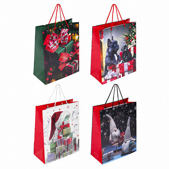 Пакет подарочный НАБОР 4 штуки, новогодний, 26x13x32 см, "Winter Set", ЗОЛОТАЯ СКАЗКА