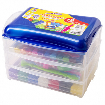 Пластилин в боксе ЮНЛАНДИЯ "ЮНЛАНДИК В ЗООПАРКЕ", 12 цветов, 620 г, скалка, 4 стека, 8 формочек