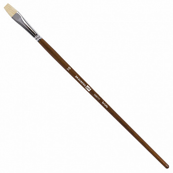 Кисть художественная профессиональная BRAUBERG ART CLASSIC, щетина, плоская, № 10, длинная ручка