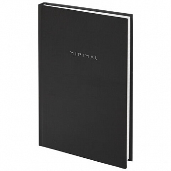 Блокнот А5 134х206 мм, 80 л., твёрдый, клетка, BRAUBERG "Minimal", черный