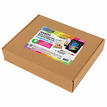 Набор отпечатки рук: холст 24х30 см, перламутр 6 цветов, кисть + сертификат В ПОДАРОК, BRAUBERG HOBBY