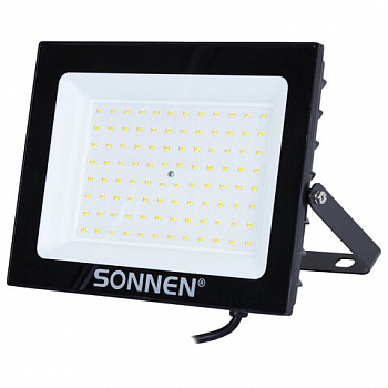 Прожектор светодиодный 100 Вт, 6500 К, 8000 Лм, 100 м2, IP65, 250x178x27 мм, черный, SONNEN