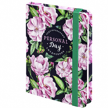 Ежедневник недатированный с резинкой, МАЛЫЙ ФОРМАТ А6 (109х148 мм), BRAUBERG, 128 л., "Розы"