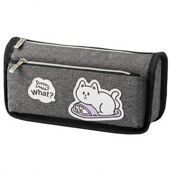 Пенал мягкий BRAUBERG, 2 отделения, полиэстер, "Little catcher", серый, 21х9х6 см
