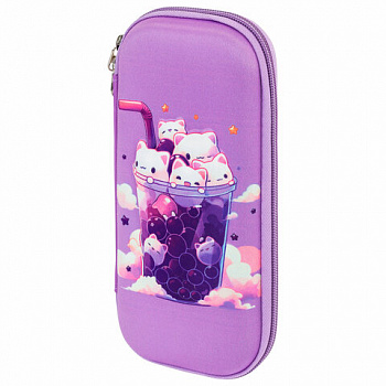 Пенал ЮНЛАНДИЯ, 1 отделение, карман, полиэстер/EVA, 22х10х5 см, "Bubble tea"