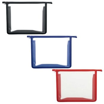 Папка для тетрадей ПИФАГОР А5, пластик, молния сверху, прозрачная, АССОРТИ