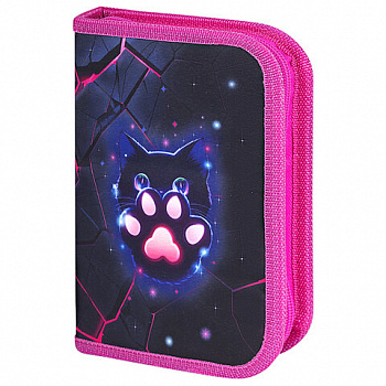 Пенал BRAUBERG, 1 отделение, 1 откидная планка, полиэстер, 21х14 см, "Pink lava"