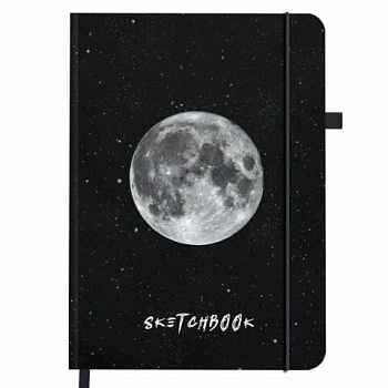 Скетчбук, слоновая кость 140 г/м2, 130х210 мм, 80 л., софт-тач, резинка, BRAUBERG ART CLASSIC, "Вселенная"