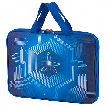 Папка на молнии с ручками BRAUBERG, А4, 1 отделение, с подкладкой, полиэстер, 20 мм, "Atom"