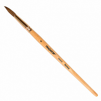 Кисть ПИФАГОР, БЕЛКА, круглая, № 6, деревянная лакированная ручка, с колпачком, пакет с подвесом