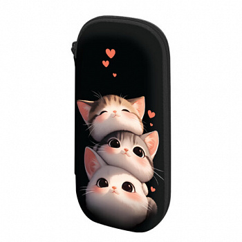 Пенал ЮНЛАНДИЯ, 1 отделение, карман, полиэстер/EVA, 22х10х5 см, "Fluffy cats"
