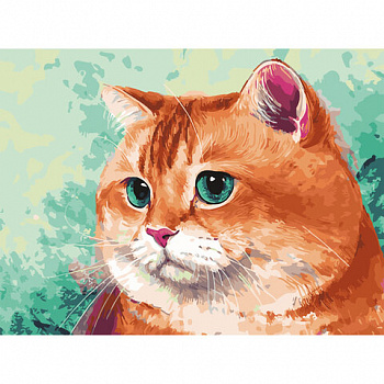 Картина по номерам 40х50 см, ОСТРОВ СОКРОВИЩ "Изумрудный взгляд", на подрамнике, акриловые краски, 3 кисти