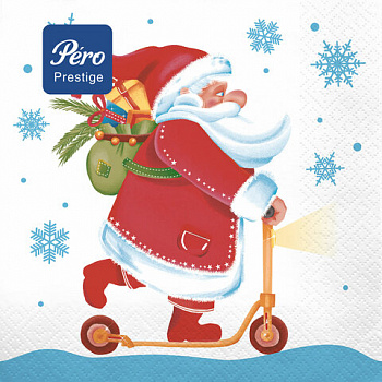 Салфетки бумажные 20 шт., 33х33 см, "Самокат", 3-слойные, PERO Prestige