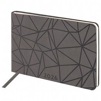 Еженедельник датированный 2026 МАЛЫЙ ФОРМАТ 105х160 мм, А6, BRAUBERG "Imprint", тиснение, черный