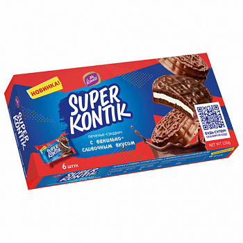 Печенье-сэндвич KONTI "Супер-Контик" c ванильно-сливочным вкусом, 150 г