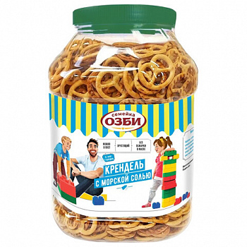 Крендель СЕМЕЙКА ОЗБИ с морской солью, 450 г, пластиковая банка