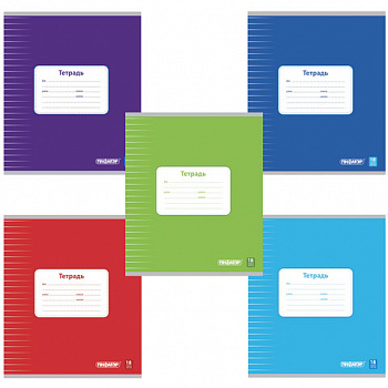 Тетрадь 18 л., ПИФАГОР, линия, офсет №2 ЭКОНОМ, обложка картон 170 г/м2, ОДНОТОННАЯ