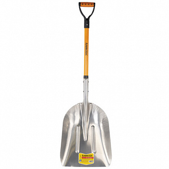 Лопата алюминиевая для снега 37х48 см, ОБЩАЯ ДЛИНА 120 см, черенок стекловолокно, V-ручка, RABBITEX (РАББИТЕКС) "FIBERGLASS"