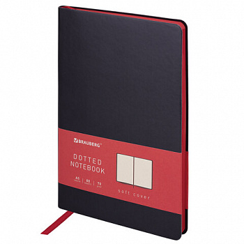 Блокнот А5 (148x218 мм), BRAUBERG "Metropolis Mix", под кожу, 80 л., в точку, черный