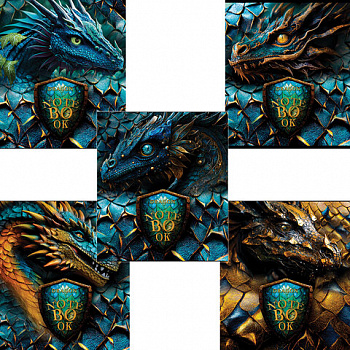 Тетрадь А5 48 л., ПЗБМ, скоба, клетка, фольга, конгрев, выборочный TWIN-лак, "Дракон" (5 видов)