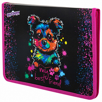 Папка для труда на молнии ЮНЛАНДИЯ А4, 1 отделение, откидная планка, органайзер, "True friend"