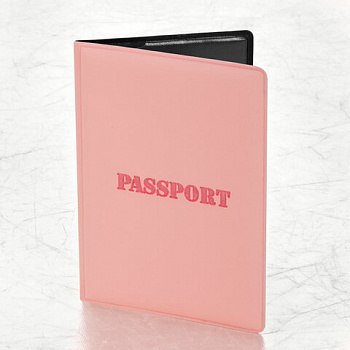Обложка для паспорта, мягкий полиуретан, "PASSPORT", нежно-розовая, STAFF