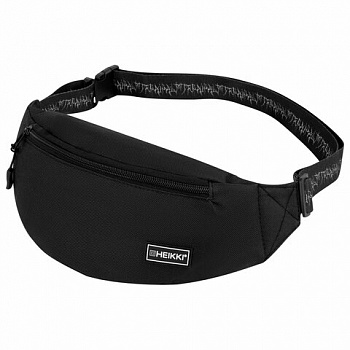 Сумка на пояс HEIKKI RIO (ХЕЙКИ), два отделения, регулируемый ремень, черная с белым, 38х12х8 см