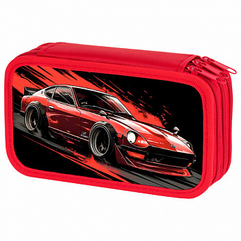 Пенал ПИФАГОР, 3 отделения, ламинированный картон, 19х11 см, "Red road"