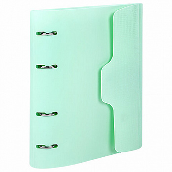 Тетрадь на кольцах А5 175х220 мм, 120 л., пластик, на липучке, с разделителями, BRAUBERG, Мятный