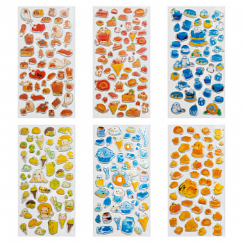 Наклейки гелевые "Аппетитное ассорти", 17,5х9 см, ассорти 6 видов, FUNSTER (ФАНСТЕР)