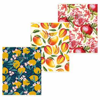 Тетрадь А4, 96 л., BRAUBERG, скоба, клетка, глянцевый лак, "FRUITS"