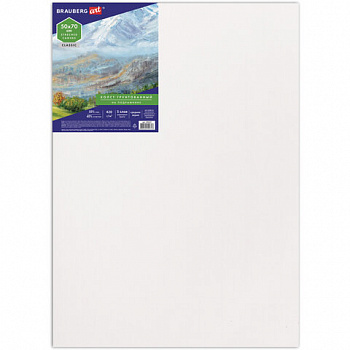 Холст на подрамнике BRAUBERG ART CLASSIC, 50х70см, грунт., 45%хлоп., 55%лен, среднее зерно