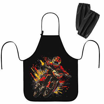 Фартук с нарукавниками для уроков труда ЮНЛАНДИЯ, регулировка по росту, 46х54 см, "Fire moto"