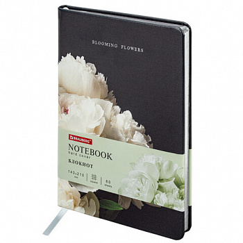 Блокнот А5 (143x210 мм), BRAUBERG VISTA "Bloom", под кожу, твердый, срез фольга, 80 л.