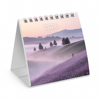 Календарь-домик настольный на гребне, 2026 г., BRAUBERG, 101х101 мм, "Пейзаж"