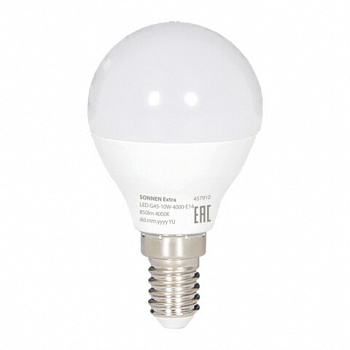 Лампа светодиодная SONNEN EXTRA,10 (85) Вт, E14, шар, нейтральный белый, 30000 ч, LED G45-10W-4000-Е14