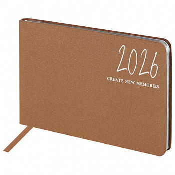 Еженедельник датированный 2026 МАЛЫЙ ФОРМАТ 105х160 мм, А6, BRAUBERG "Blaze", фольга, коричневый