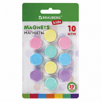Магниты 20 мм, НАБОР 10 шт., "MACAROONS", BRAUBERG KIDS, блистер