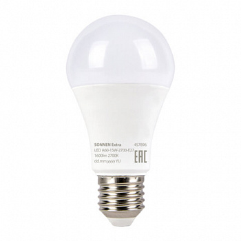 Лампа светодиодная SONNEN EXTRA, 15 (130) Вт, Е27, груша, теплый белый, 30000 ч, LED A60-15W-2700-Е27