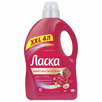Гель для стирки 4 л ЛАСКА "Для цветного", концентрат