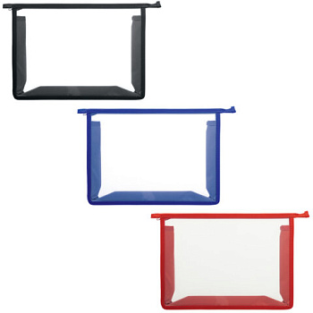 Папка для тетрадей А4 ПИФАГОР, пластик, молния сверху, прозрачная, АССОРТИ