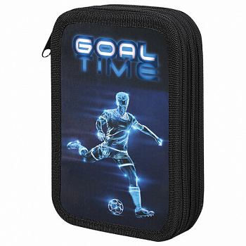 Пенал ПИФАГОР, 3 отделения, ламинированный картон, 19х11 см, "Goal"