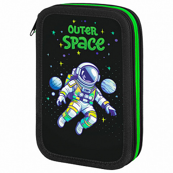 Пенал ПИФАГОР, 3 отделения, ламинированный картон, 19х11 см, "Outer space"