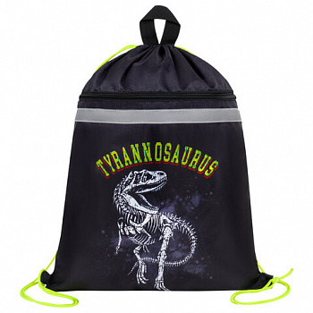 Мешок для обуви BRAUBERG, с петлей, светоотражающая полоса, 2 отделения, 46х36 см, Tyrannosaur